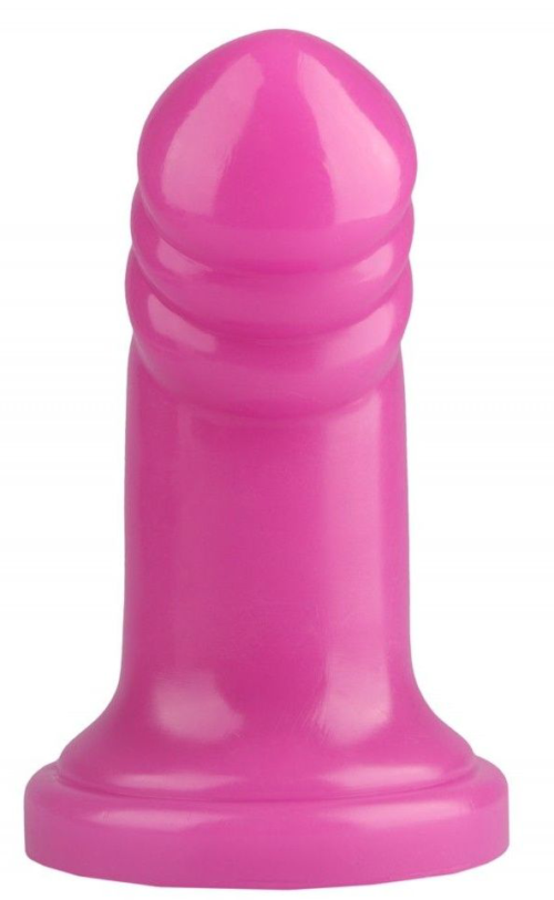 Розовая реалистичная анальная втулка с широким основанием - 18,5 см. - 0