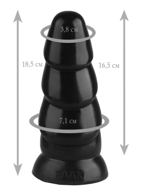 Черная рельефная анальная втулка - 18,5 см. - 1