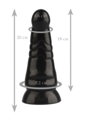 Черная анальная втулка с круглой головкой - 20 см. - 1