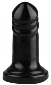 Черная реалистичная анальная втулка с широким основанием - 18,5 см. - 0