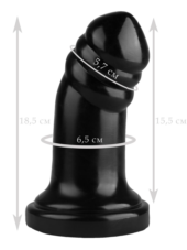 Черная реалистичная анальная втулка с широким основанием - 18,5 см. - 3