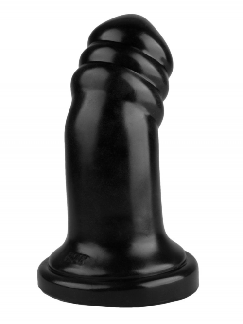 Черная реалистичная анальная втулка с широким основанием - 18,5 см. - 2