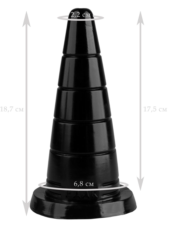 Черный рельефный анальный конус - 18,7 см. - 1