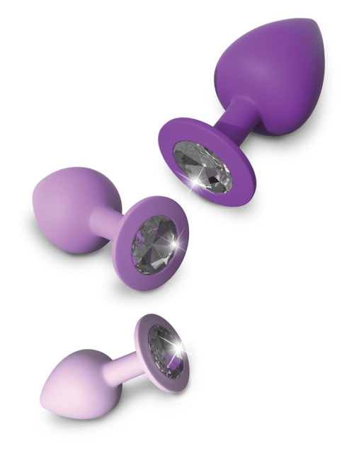 Набор из 3 фиолетовых анальных пробок со стразами Little Gems Trainer Set - 0