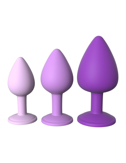 Набор из 3 фиолетовых анальных пробок со стразами Little Gems Trainer Set - 2