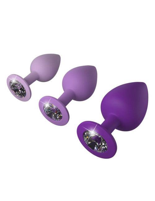 Набор из 3 фиолетовых анальных пробок со стразами Little Gems Trainer Set - 1