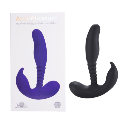 Черный стимулятор простаты Anal Pleasure Dual Vibrating Prostate Stimulator - 13,5 см. - 2