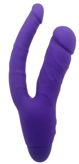 Фиолетовый двойной вибратор INDULGENCE Insatiable Desire - 21,5 см. - 0