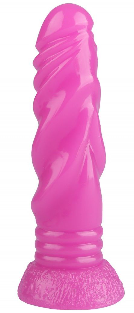 Розовая анальная втулка с рельефом - 21 см. - 3