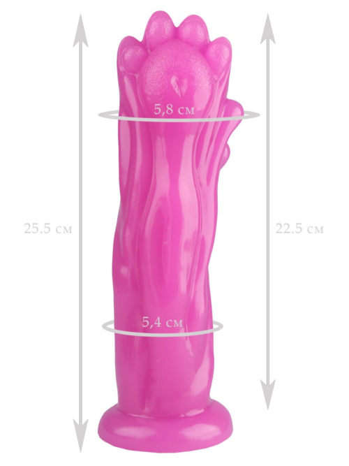 Розовая фантазийная анальная втулка-лапа - 25,5 см. - 3