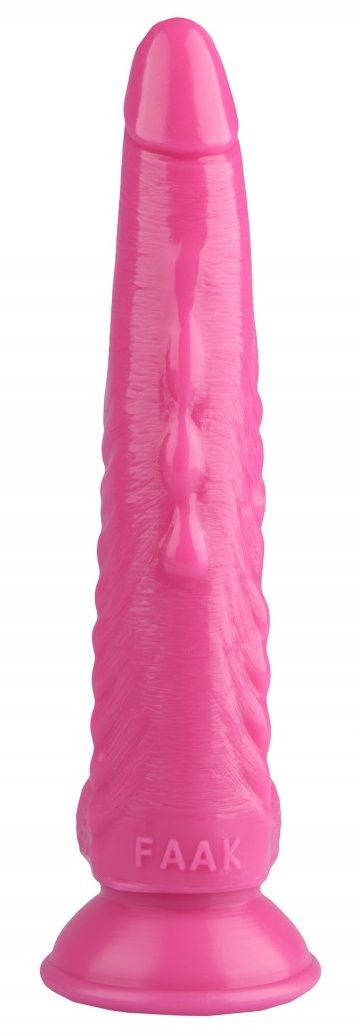 Розовый анальный реалистичный стимулятор на присоске - 25,5 см. - 3