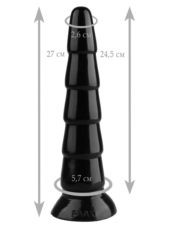 Черный анальный рельефный стимулятор - 27 см. - 1