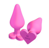 Розовая анальная пробка с основанием-сердечком CANDY HEART BE MINE - 8 см. - 0