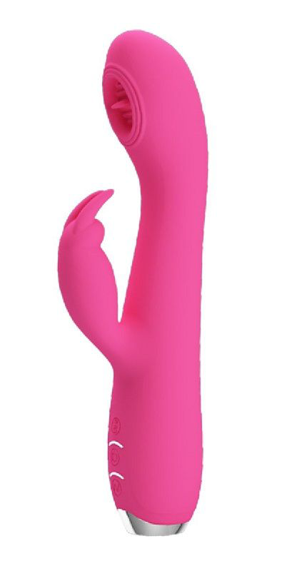 Розовый вибромассажер-кролик Rachel с имитацией оральных ласк - 19,9 см. - 0