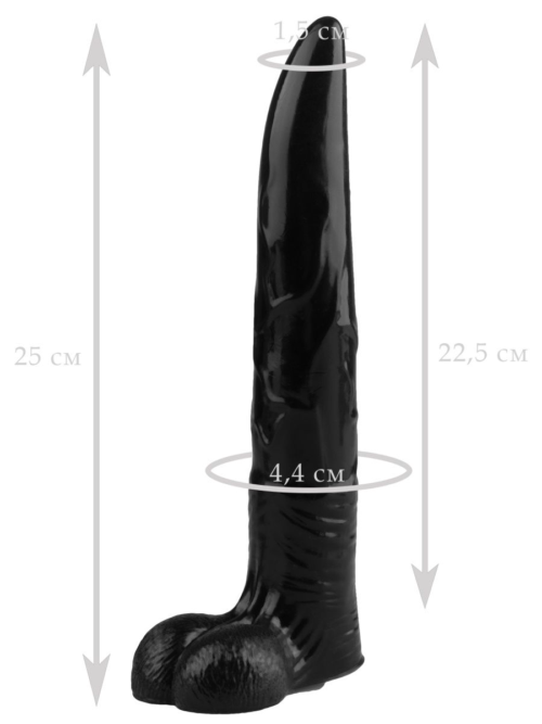 Черный фаллоимитатор северного оленя - 25 см. - 1