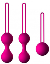 Набор из 3 вагинальных шариков Кегеля розового цвета - 0