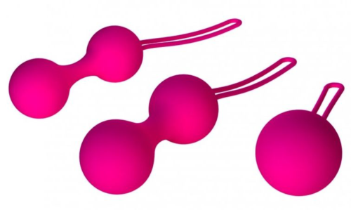 Набор из 3 вагинальных шариков Кегеля розового цвета - 1