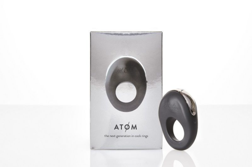 Черное эрекционное виброкольцо ATOM - 1