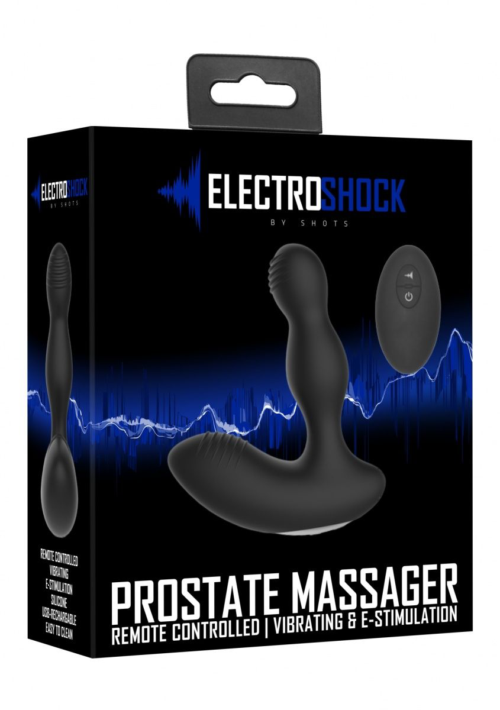 Черный массажер простаты с электростимуляцией и пультом ДУ Prostate massager - 1