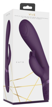 Фиолетовый вибромассажер-кролик Cato - 21,5 см. - 2