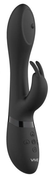 Черный вибромассажер-кролик Mira - 21,5 см. - 0