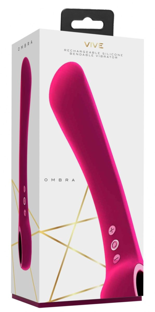 Розовый гибкий вибромассажер Ombra - 21,5 см. - 2