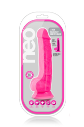 Розовый реалистичный фаллоимитатор на присоске NEO 7.5INCH DUAL DENSITY COCK W. BALLS - 19 см. - 0