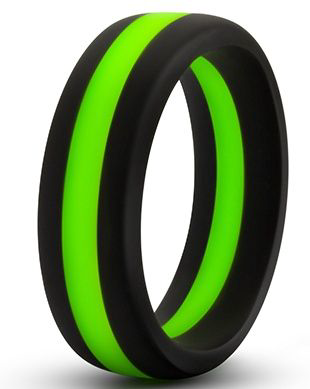 Черно-зеленое эрекционное кольцо Silicone Go Pro Cock Ring - 0