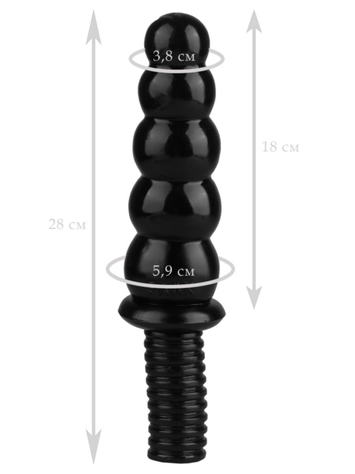Черный фантазийный фаллоимитатор - 28 см. - 1