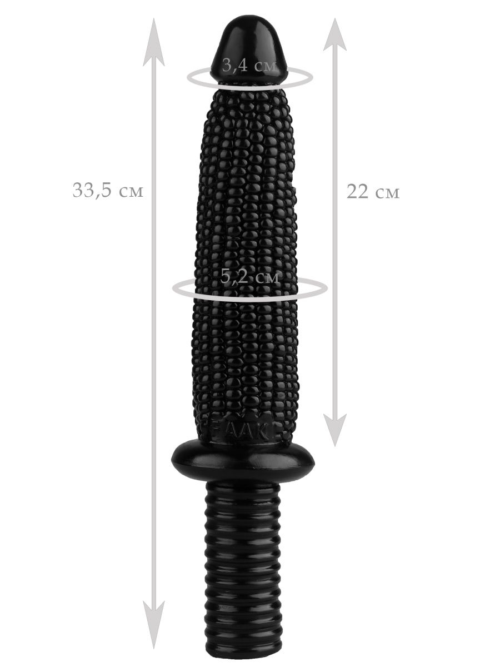 Черный анальный реалистичный стимулятор Кукуруза - 33,5 см. - 1