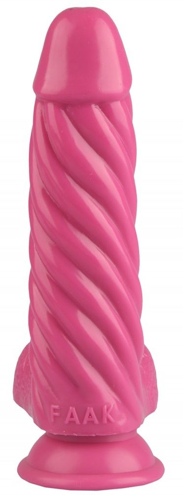 Розовый реалистичный винтообразный фаллоимитатор на присоске - 21 см. - 3