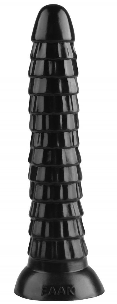 Черный рельефный фантазийный фаллоимитатор - 26,5 см. - 0