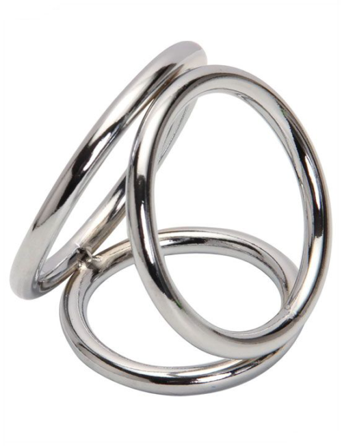 Серебристое тройное эрекционное кольцо - 0