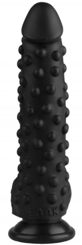 Черный анальный фаллоимитатор с пупырышками - 23,5 см. - 2