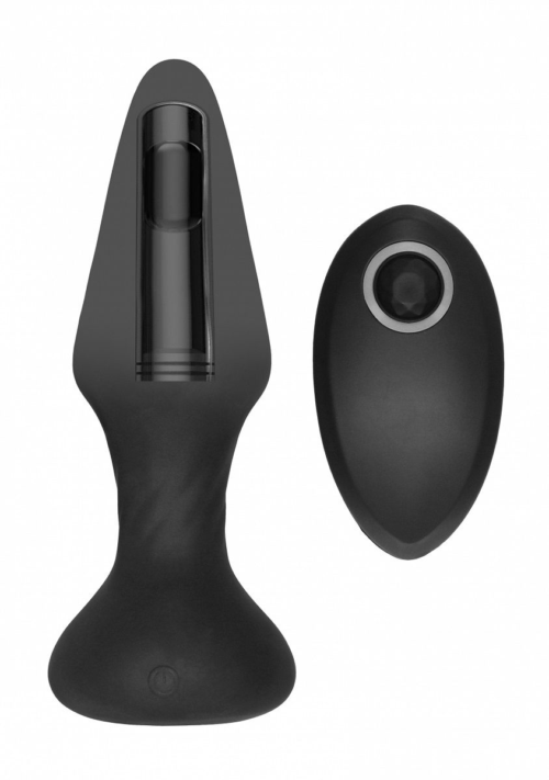 Черный анальный вибромассажер N 81 Rechargeable Remote Controlled Butt Plug - 14 см. - 1