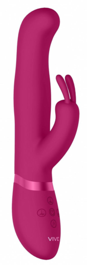Розовый вибромассажер-кролик Izara - 22 см. - 0