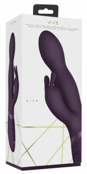 Фиолетовый вибромассажер-кролик Niva - 21,5 см. - 3