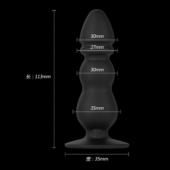 Черный конический анальный виброплаг - 11,3 см. - 5