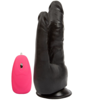 Черный анально-вагинальный вибромассажёр на присоске - 17 см. - 0