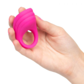 Розовое эрекционное виброкольцо с пультом Silicone Remote Pleasure Ring - 4