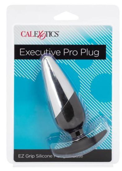 Серебристо-черная анальная пробка Executive Pro Plug - 12,75 см. - 1