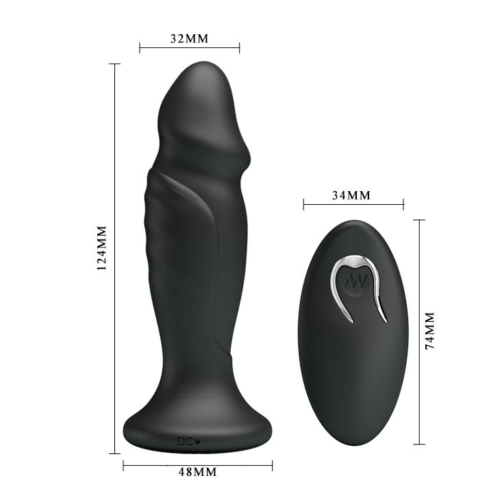 Черная анальная втулка с 12 режимами вибрации Mr Play - 12,4 см. - 3