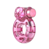 Розовое эрекционное кольцо с вибрацией Pink Bear - 1