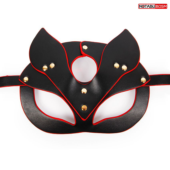 Черно-красная игровая маска с ушками - 1