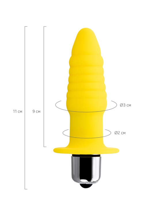 Желтая анальная вибровтулка Lancy - 11 см. - 6