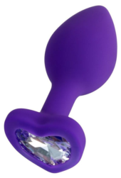 Фиолетовая анальная втулка Diamond Heart с прозрачным кристаллом - 7 см. - 0