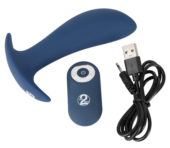 Синяя анальная втулка с вибрацией Vibrating Butt Plug - 12 см. - 1
