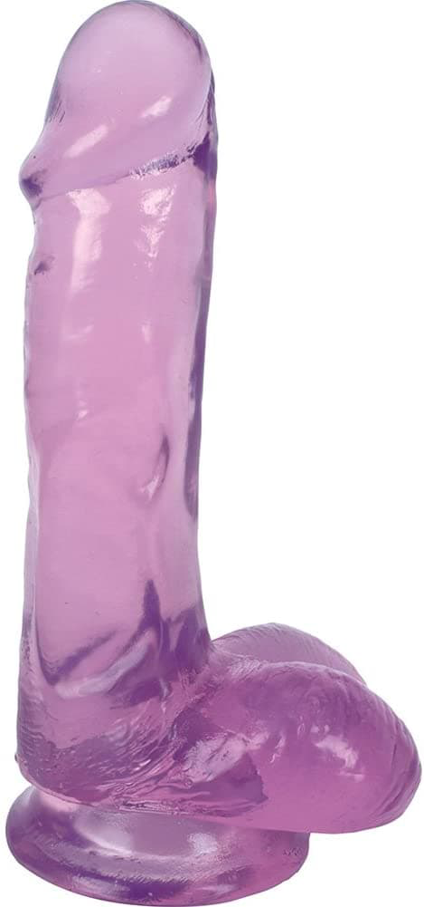 Фиолетовый гелевый фаллоимитатор Slim Stick with Balls - 15,2 см. - 0