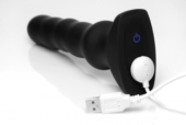 Черный вибратор с волнообразным движением Silicone Vibrating Squirming Plug with Remote Control - 19,5 см. - 2
