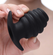 Средняя черная анальная пробка Hive Ass Tunnel Silicone Ribbed Hollow Anal Plug Medium - 8,13 см. - 4